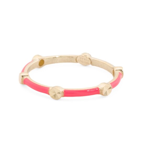 GOLDEN CLEF HOT PINK Made In Italy 14k Gold Colorful Enamel Stacking Band Ring